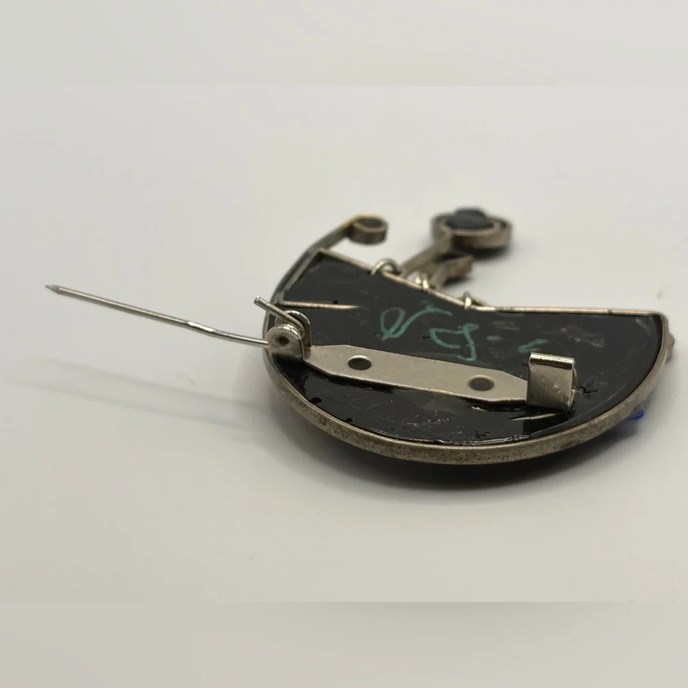 Vintage Artist Signed Handmade Mixed Media Boho Artsy Dangle Brooch Pin
